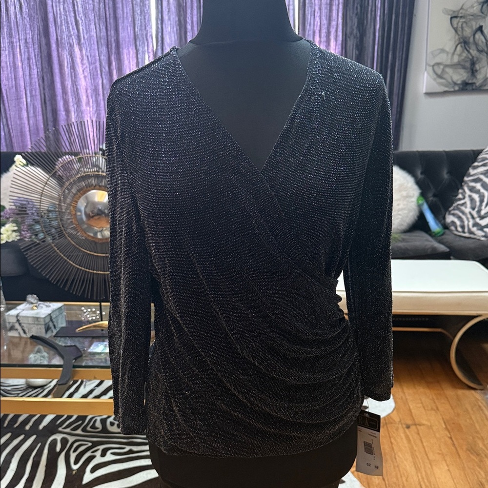 Vintage R&K evening Elegant Black Wrap Top
